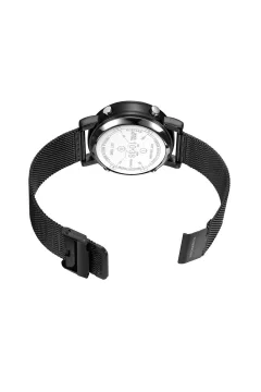 ساعة يد بتصميم شبكي أسود - Фото 4