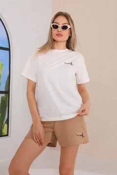 طقم رياضي كاجوال شورت تي شيرت نسائي، طقم بيجامة مع شورت مينك - Фото 7