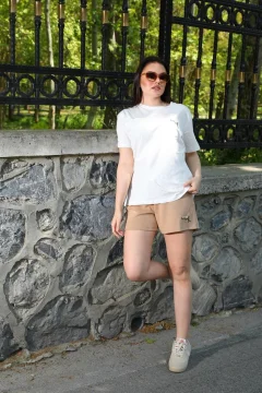 Women's T-shirt Shorts Casual Sports Set, Pajama Set with Shorts Mink - Фото 1