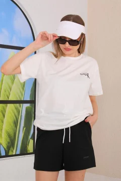Women's T-shirt Shorts Casual Sports Set, Pajama Set with Shorts Black - Фото 1