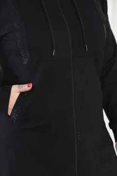 طقم بدلة رياضية نسائية كبيرة الحجم ومفصلة بسحاب وغطاء للرأس وحجاب باتال - Фото 2