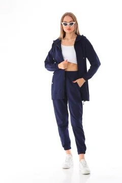 Women's Casual Sports Suit with Side Snaps DARK BLUE - Фото 1