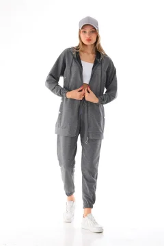 Women's Casual Sports Suit with Side Snaps GRAY - Фото 1