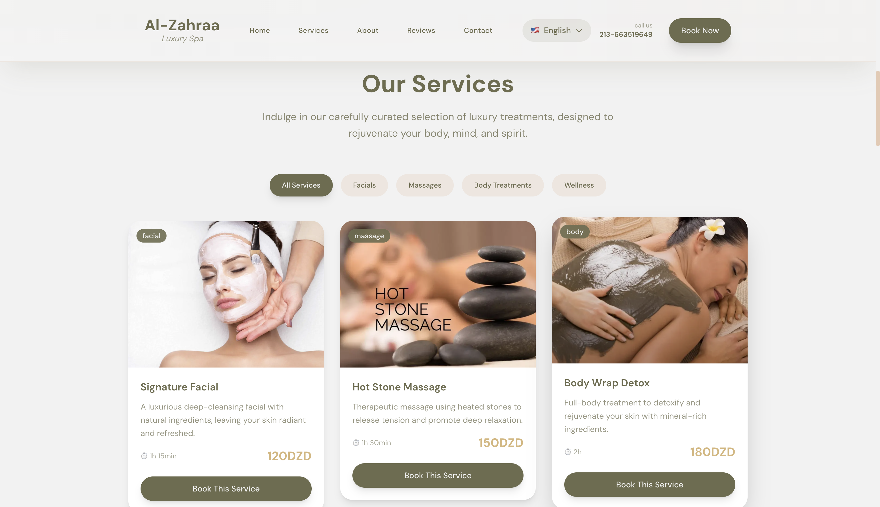 Al-Zahraa Spa Website screenshot 4