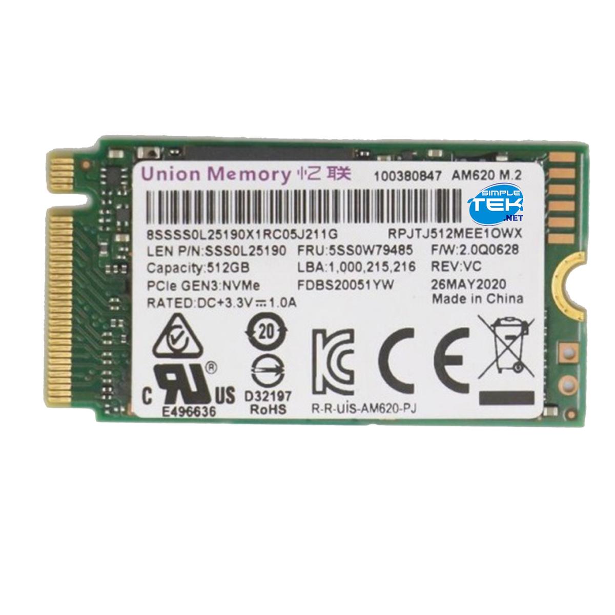 内蔵型SSD E Union Memory SSD NVMe PCIe 512GB Lenovo Union Memory Am620 SSD M.2 512GB NVMe PCIe 2242 480GB 500GB