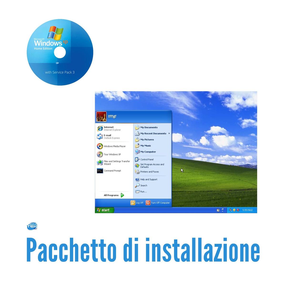Windows XP Home Version 32 Bit X86 Service Pack SP3 DVD CD Italian