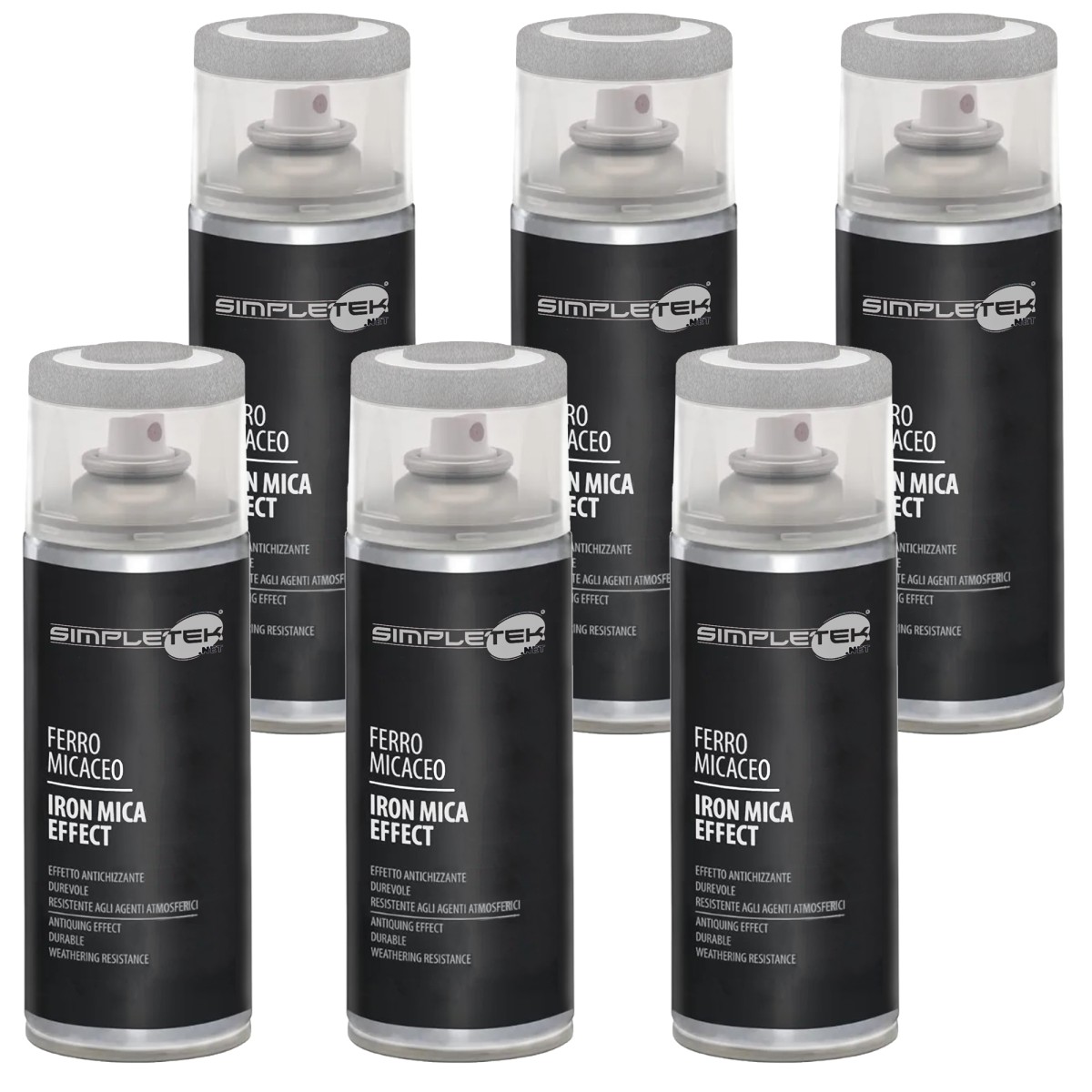 6x Bomboletta Spray Vernice Per Ferro Grigio Chiaro Ringhiere Cancello Garage_