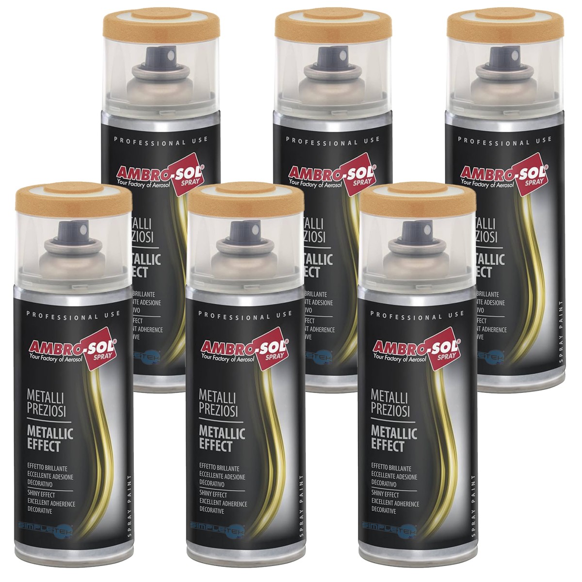 6x Spray Can Paint Effect Precious Metals Metallic Copper Iron_