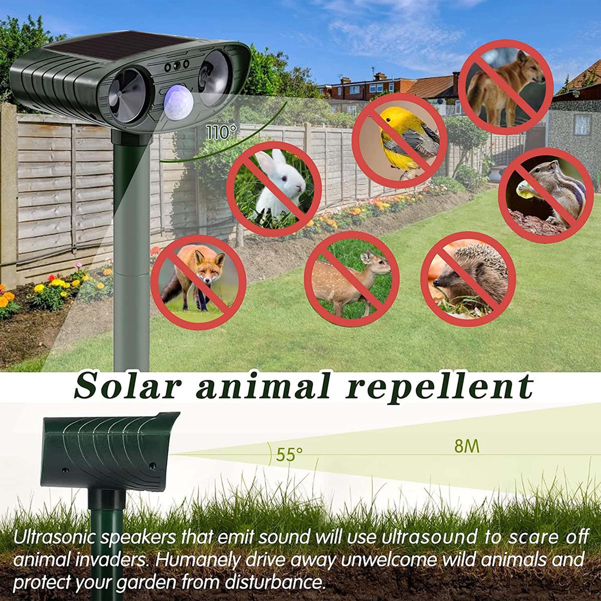 Animal Ultrasound Solar Motion Sensor Repellent_