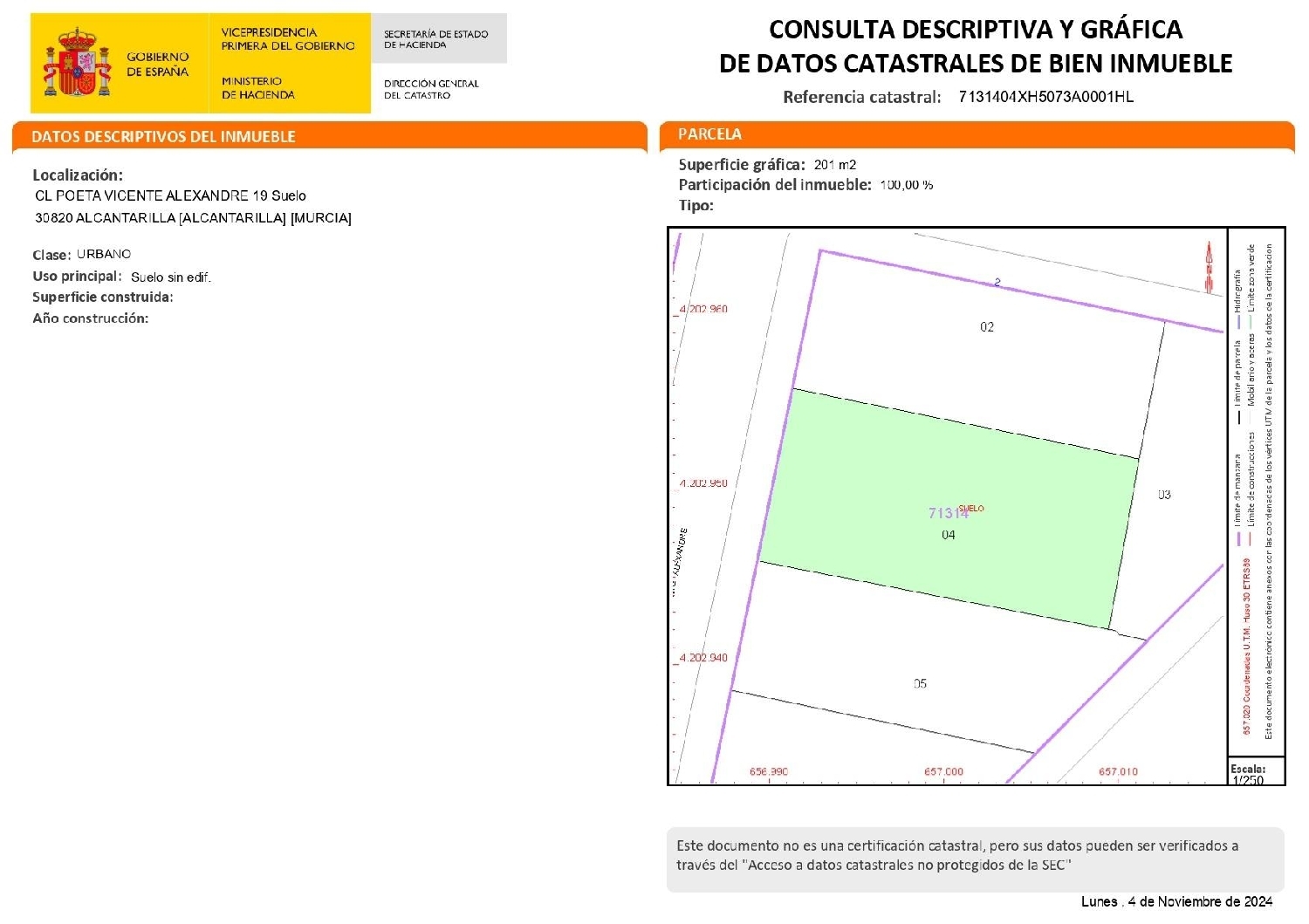 till salu tomt Alcantarilla Huerta De Murcia 3