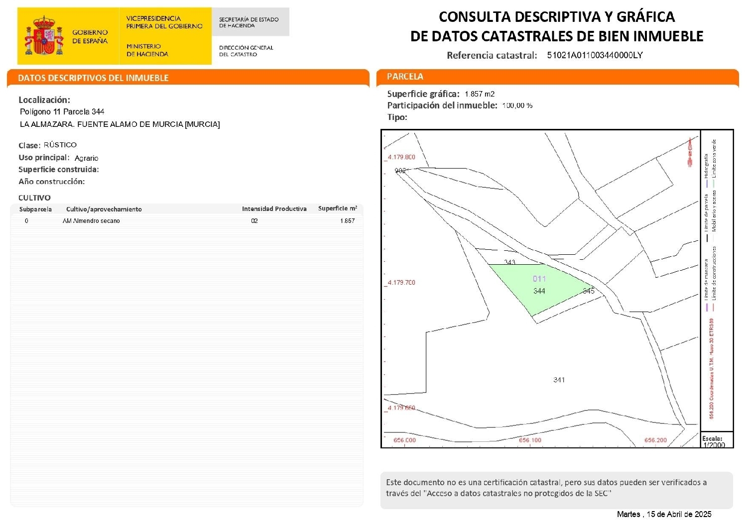 till salu tomt El Estrecho Campo De Cartagena 2