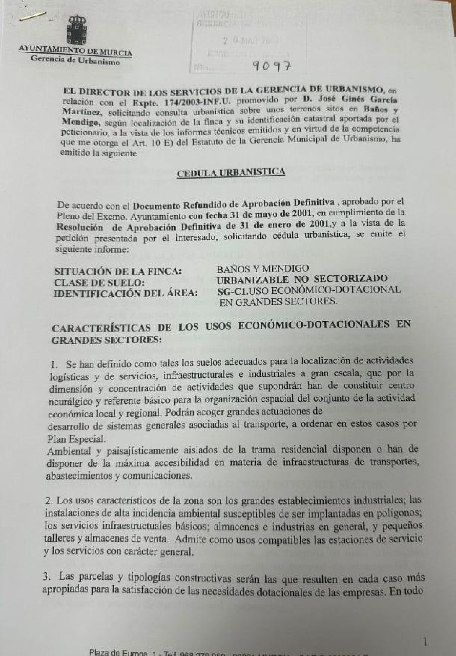till salu tomt Baños Y Mendigo Huerta De Murcia 3