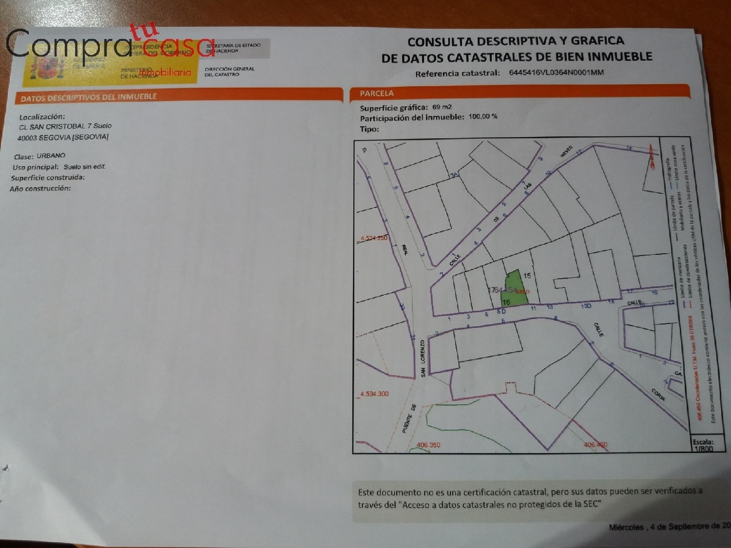  for sale plot Catedral-Alcázar 40003 Segovia Sur 1