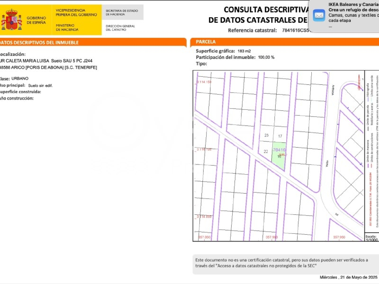 for sale plot Poris De Abona Zona Sureste 2