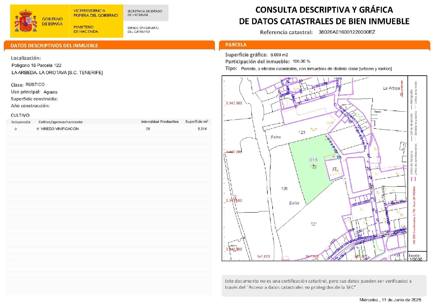  for sale plot La Perdoma Zona Norte 6