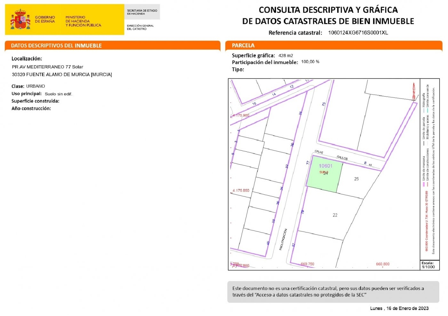  till salu tomt Los Paganes Campo De Cartagena 1