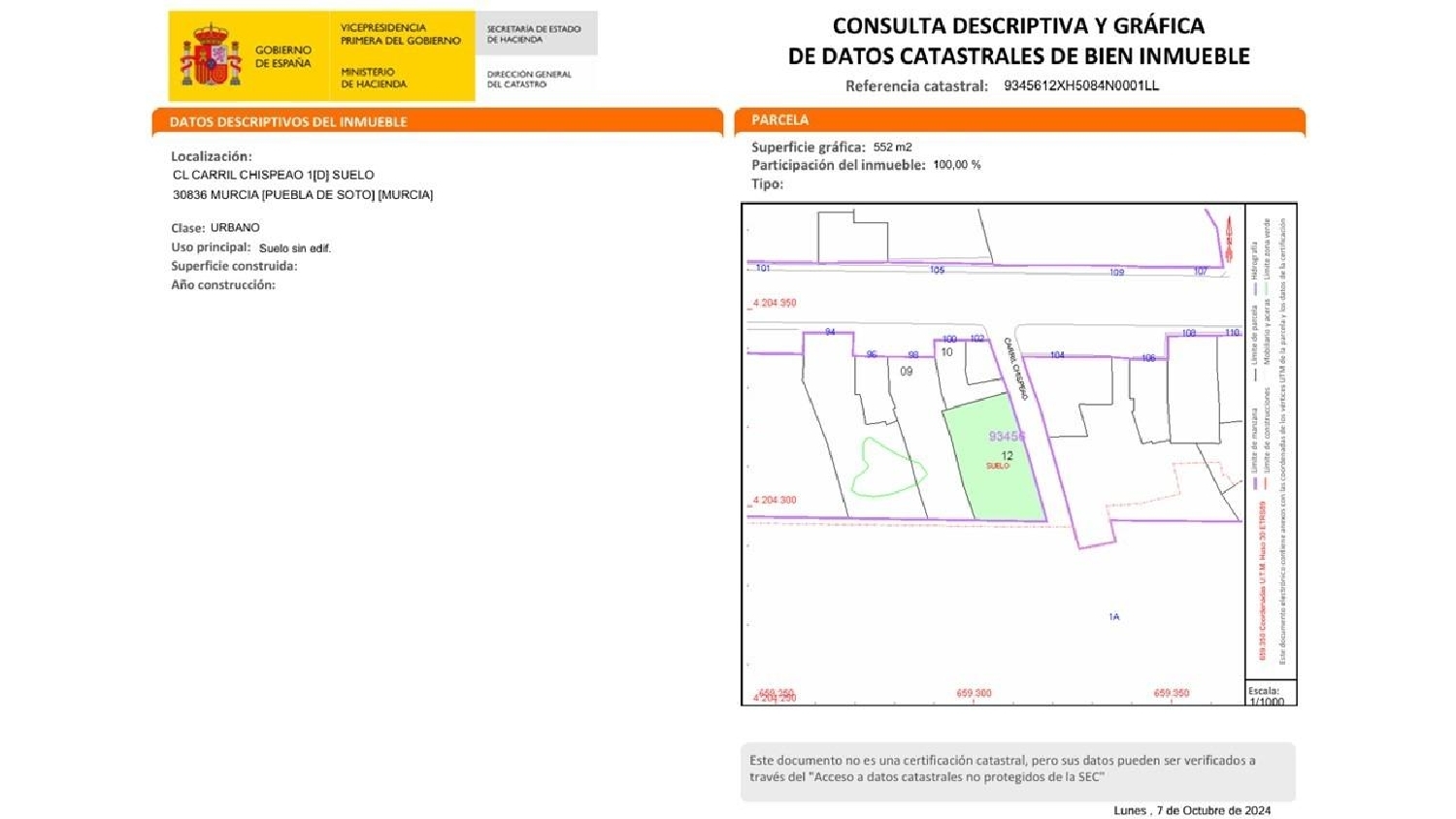  for sale plot Molino De La Olma Huerta De Murcia 4