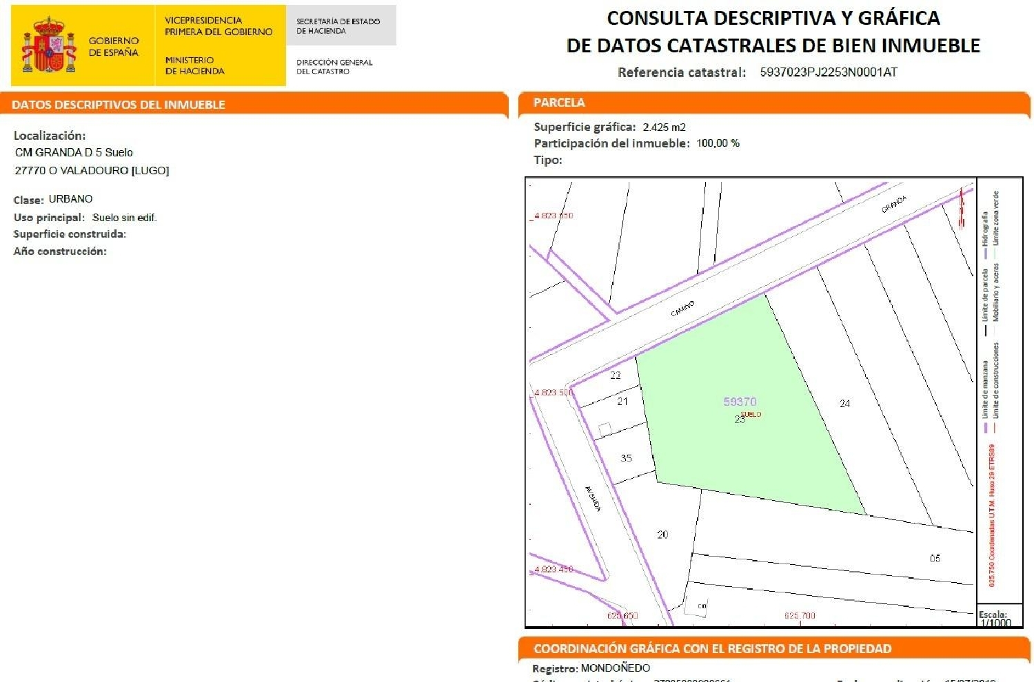 till salu tomt O Vilar Mariña Central 2