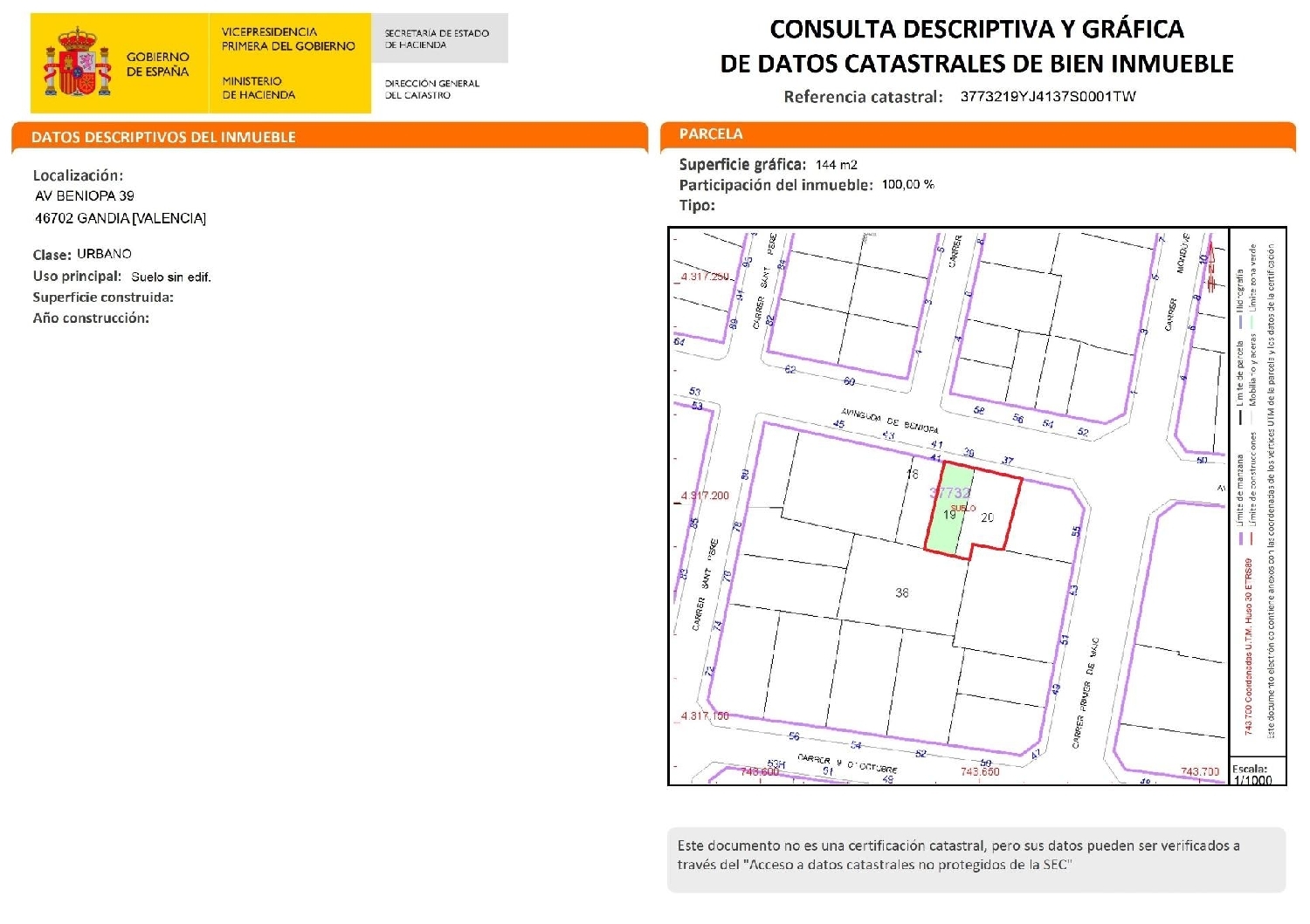  for sale plot Gandía 46702 Safor 7