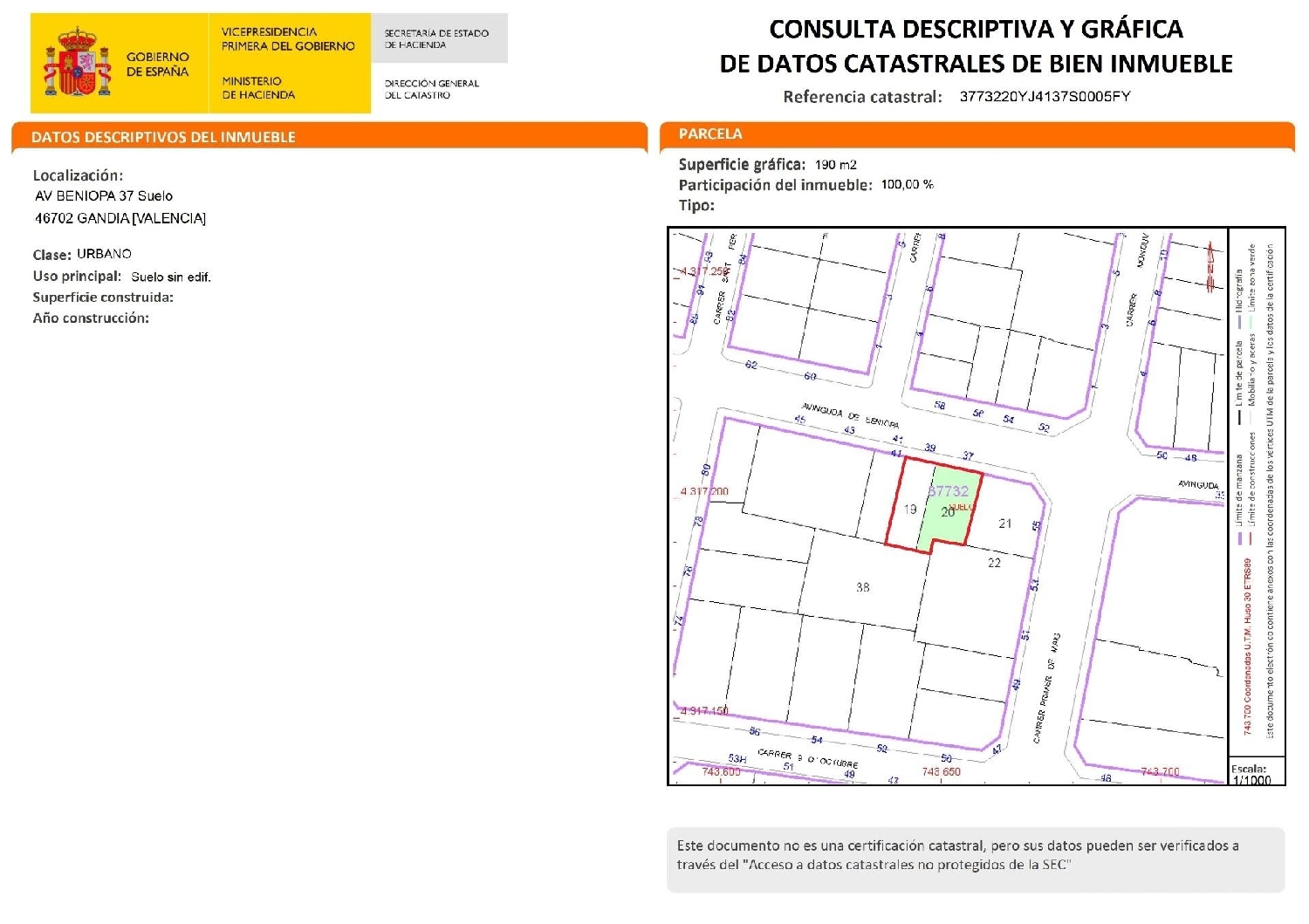  for sale plot Gandía 46702 Safor 8