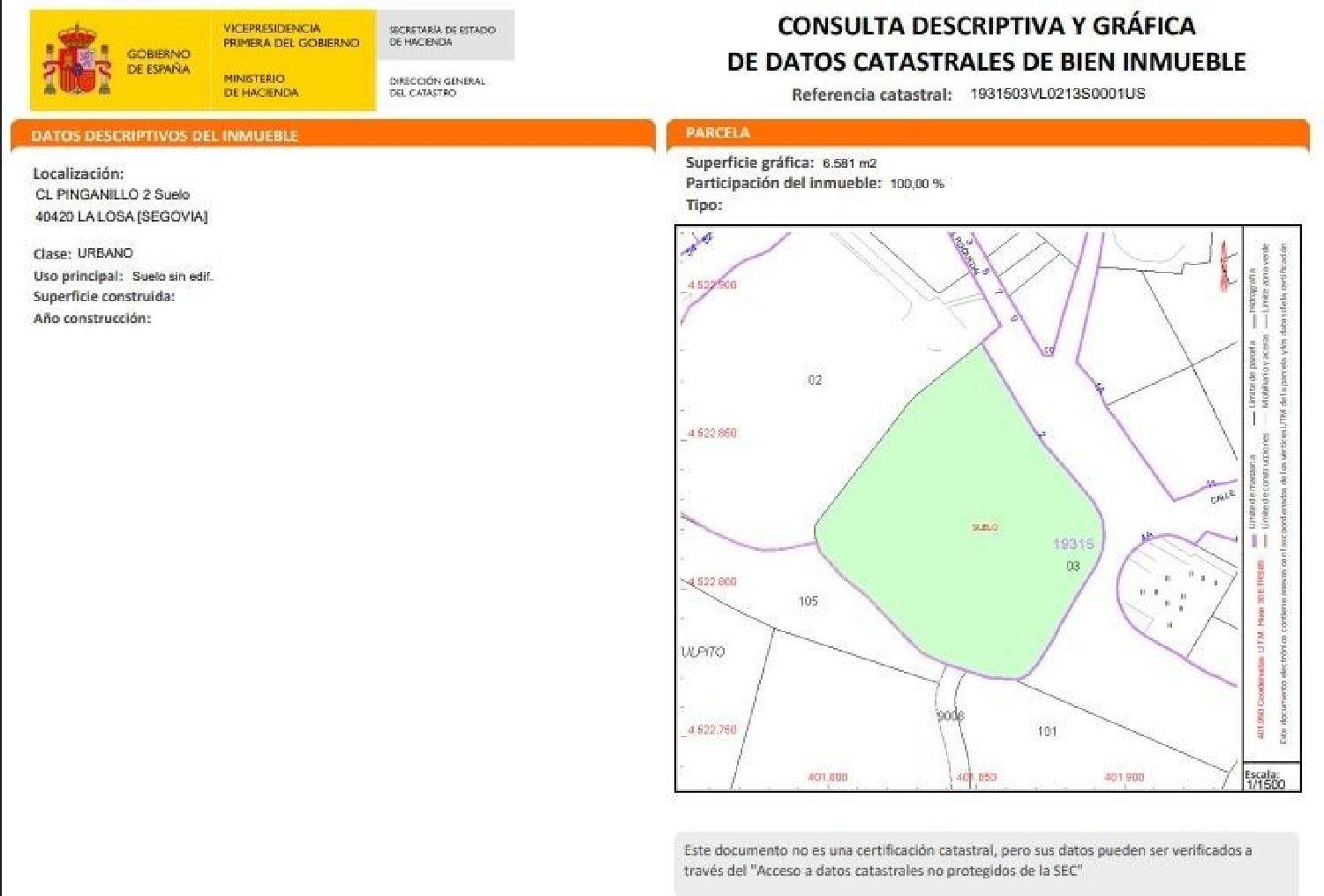 en venta terreno La Losa Segovia Sur 2