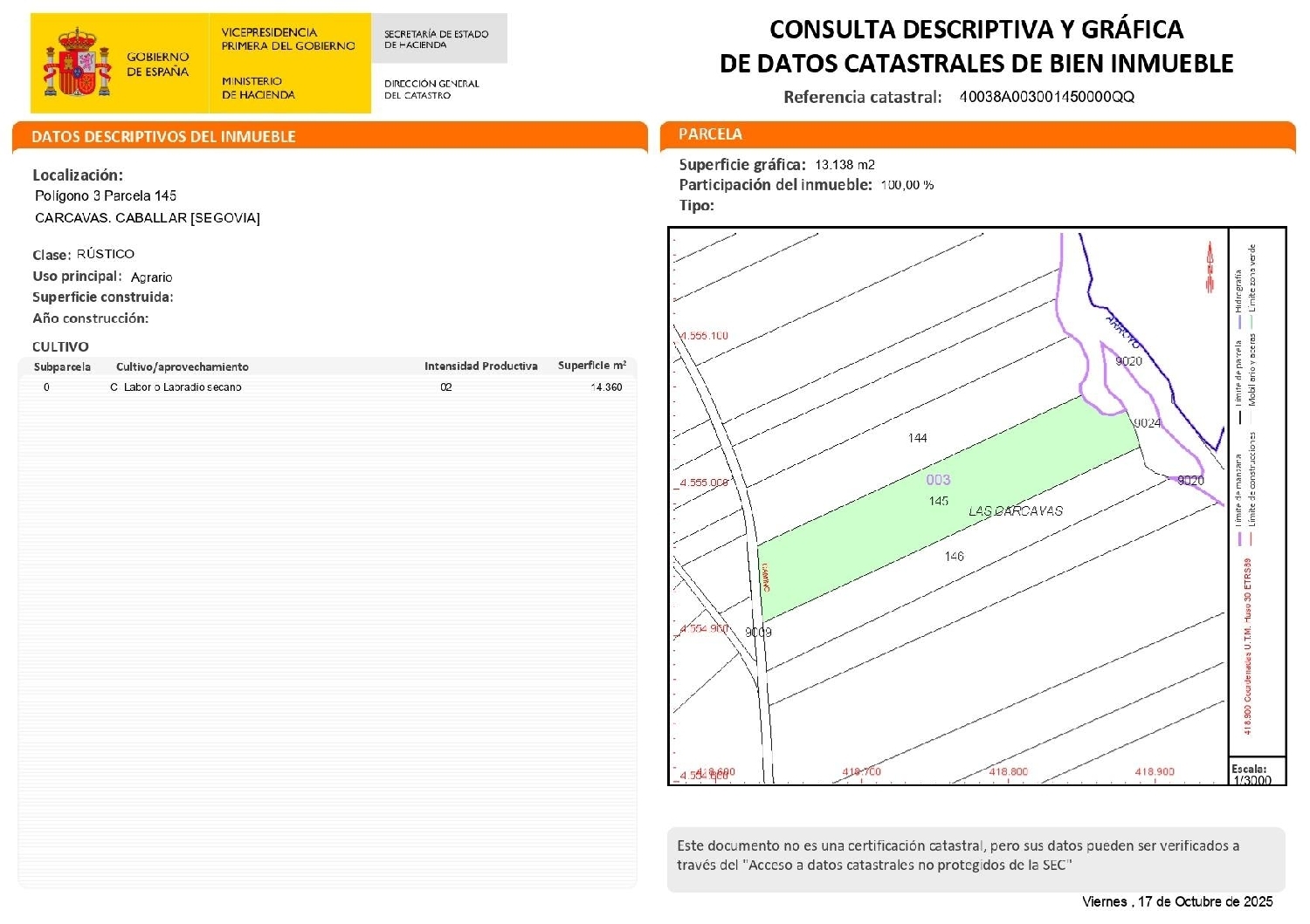  till salu tomt Caballar Segovia Sur 1
