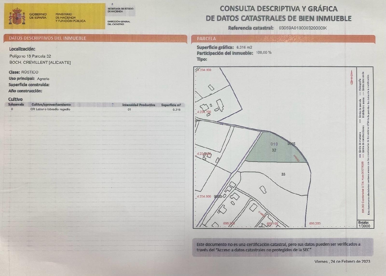 till salu tomt Crevillent Baix Vinalopó 1