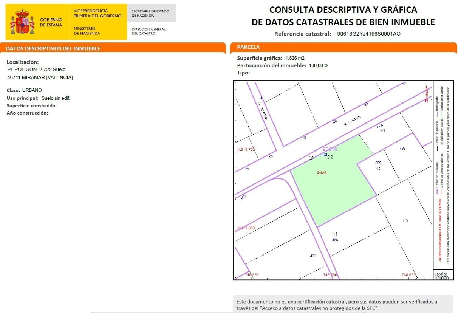 till salu tomt Miramar Safor 3