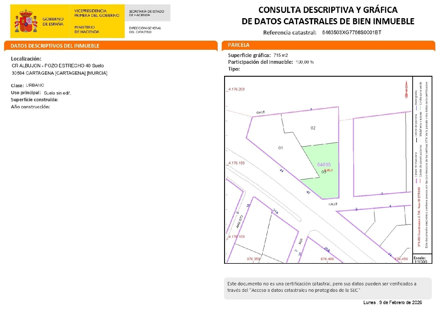 te koop perceel Lo Cartagena Baix Segura 1