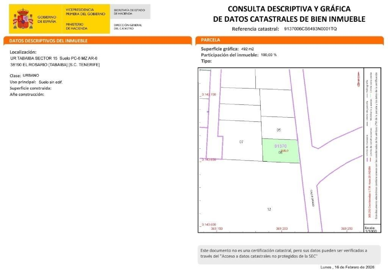 te koop perceel Rosario Ortegal 6