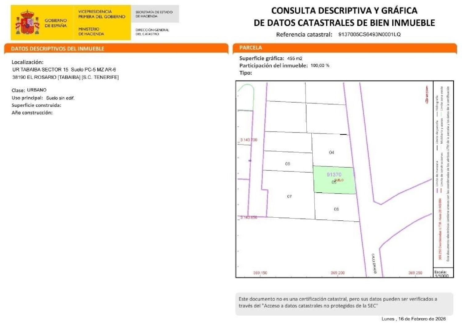 te koop perceel Rosario Ortegal 5