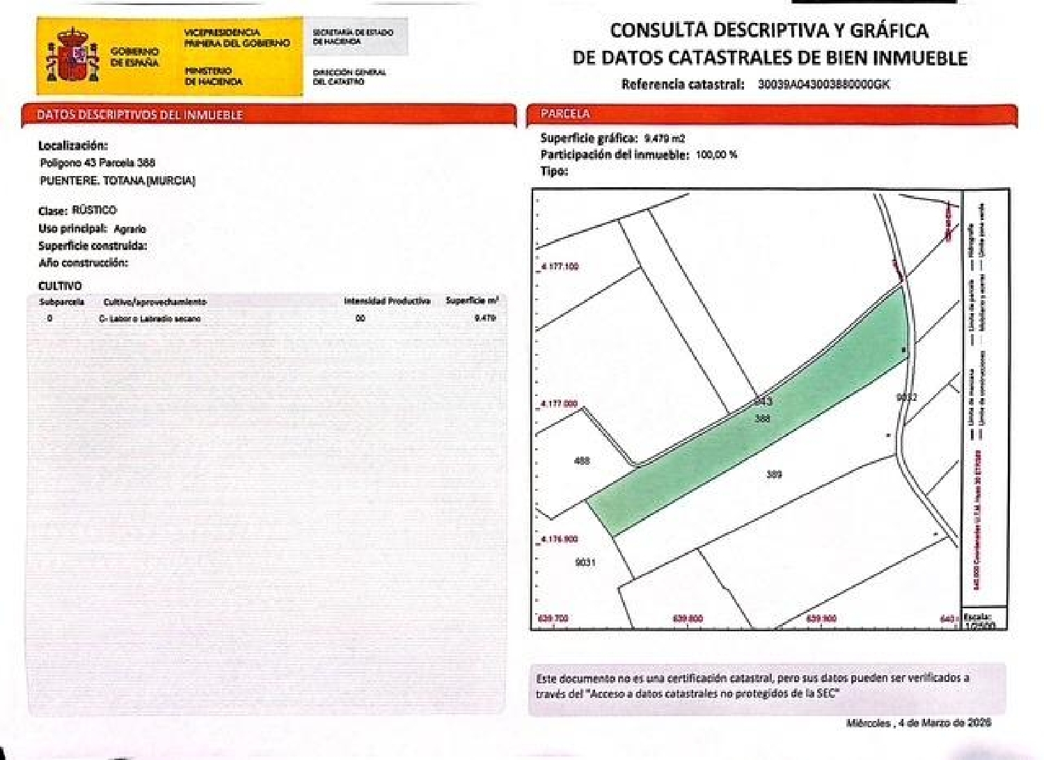 te koop perceel Zarzadilla De Totana Alto Guadalentín 1