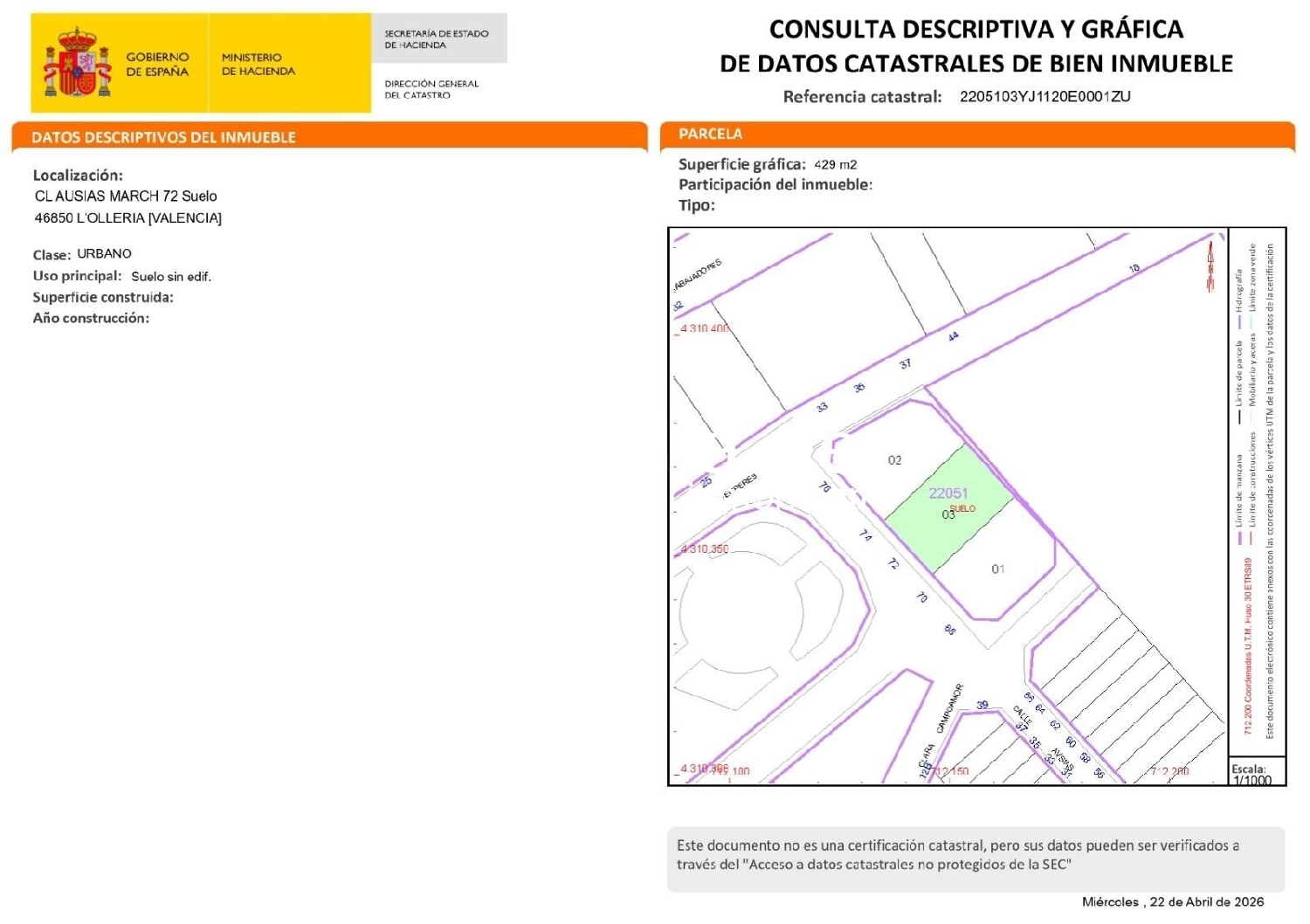  till salu tomt L'olleria Vall D'albaida 2