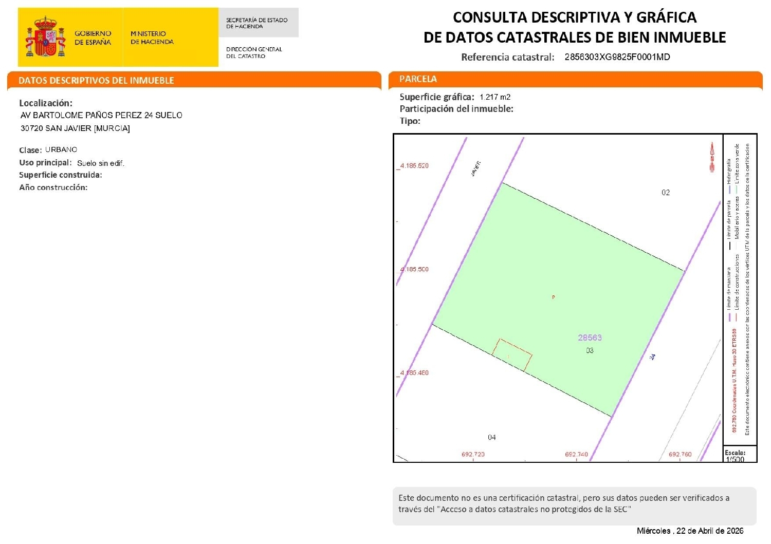  till salu tomt Santiago De La Ribera Mar Menor 1