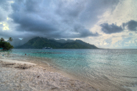 Opunohu bay and Taahiamanu beach under clouds