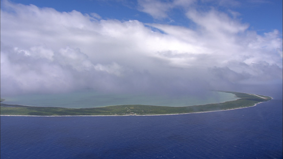 Aerial view of the atoll Niau, Tuamotu, French Polynesia, cineflex