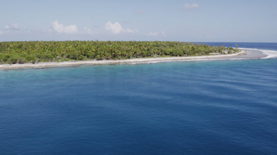 Atoll Rangiroa, Aerial view of the coast line of pass Avatoru, French Polynesia, 4K UHD
