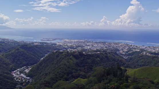 Aerial view of Papeete from the Belvedere, Tahiti, 4K UHD