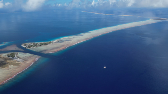 Raroia, Aerial drone view of the atoll and the pass, 4K UHD