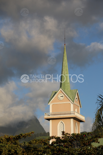 Church tower, Papeete, Tahiti, French Polynesia