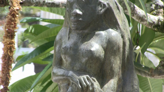 Atuona, Grave and staut Oviri, Paul Gauguin, Hiva Oa, Marquesas islands