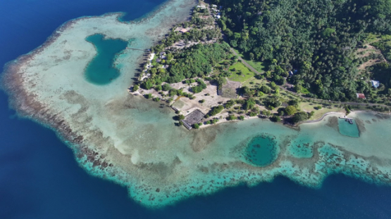 Aerial drone view, Raiatea, Cultural site, Taputapuatea, Marae, 4K UHD