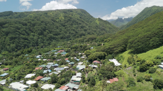 Aerial drone view of Papenoo valley, Tahiti, 4K UHD