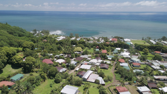 Tahiti Aerial drone view, bay ofPapenoo  and embouchure on ocean, 4K UHD