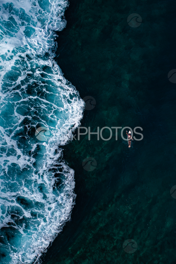 Drone top view, Surf, Waves, Taapuna, shot by drone, Tahiti, French Polynesia