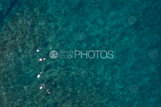 Drone top view, Surf, Waves, Taapuna, shot by drone, Tahiti, French Polynesia