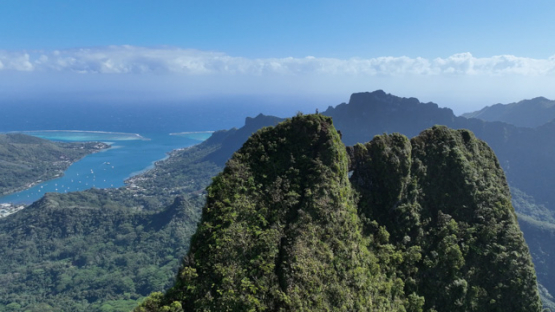 Mou a Puta aerial drone panoramic view, Moorea, 4K UHD