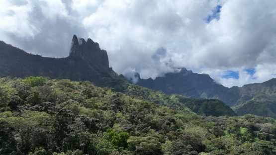 Aerial view of the mount Diademe, Tahiti, windward islands, 4K UHD