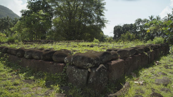 Ancient Stone Platforms Paepae at Upeke Site, Hiva Oa, Marquesas