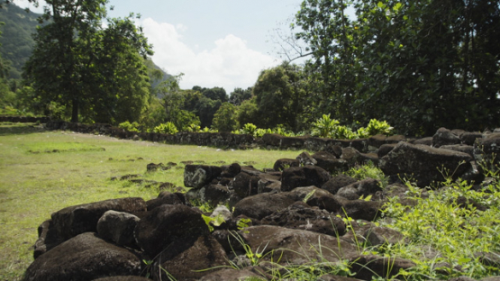 Ancient Stone Platforms Paepae at Upeke Site, Hiva Oa, Marquesas